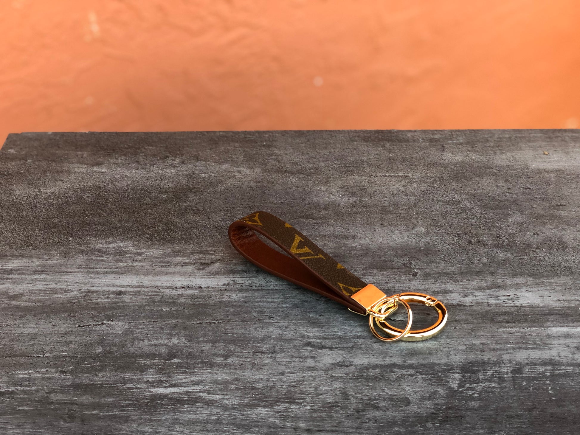 lv leather keychain
